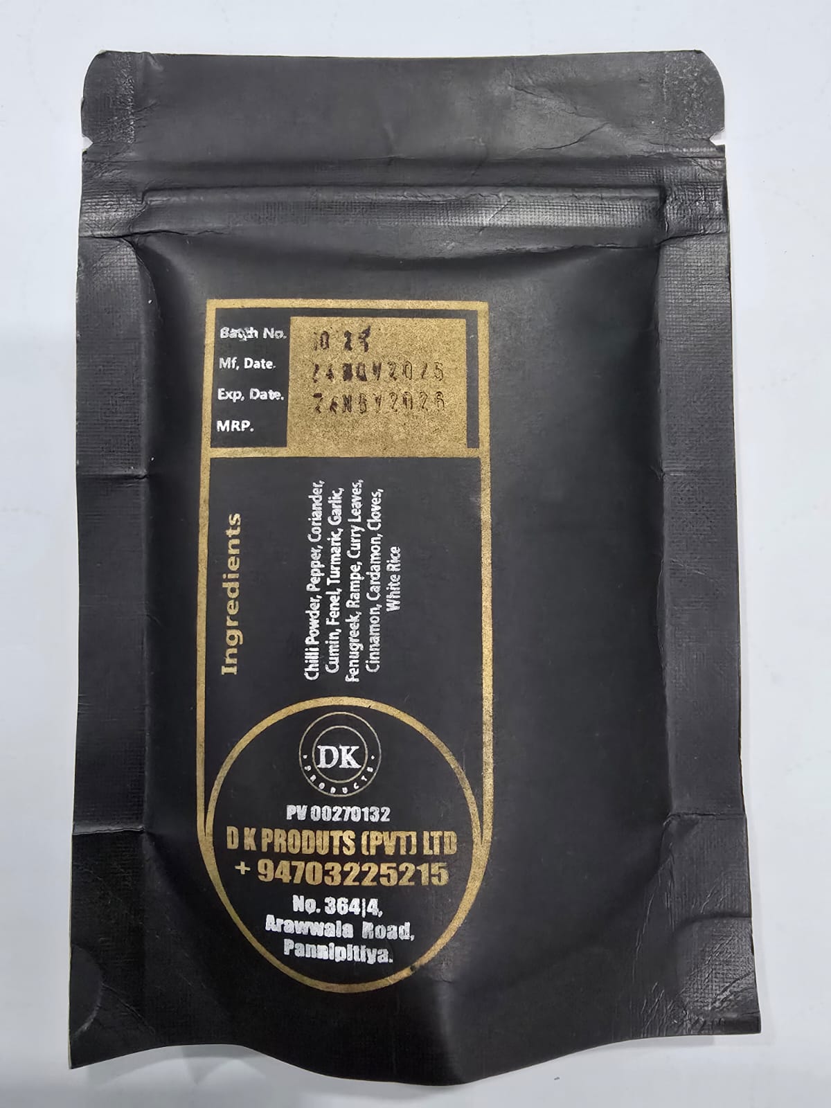DK Products Milky Fish Curry Powder back