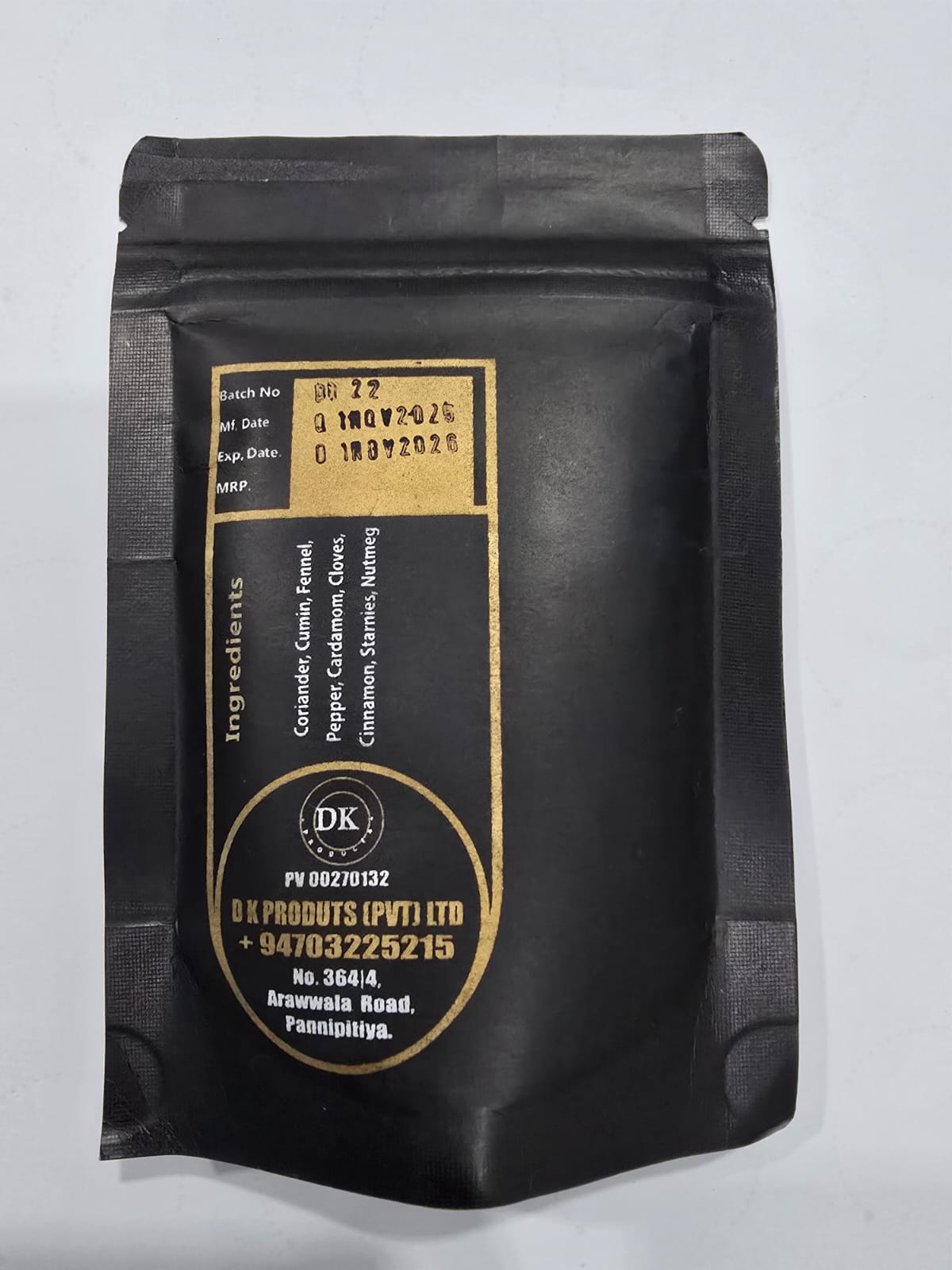 DK Products Vegi Masala Powder 50g  back