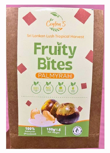 Packaging of Ceylon S Fruity Bites Palmyrah with a brown border